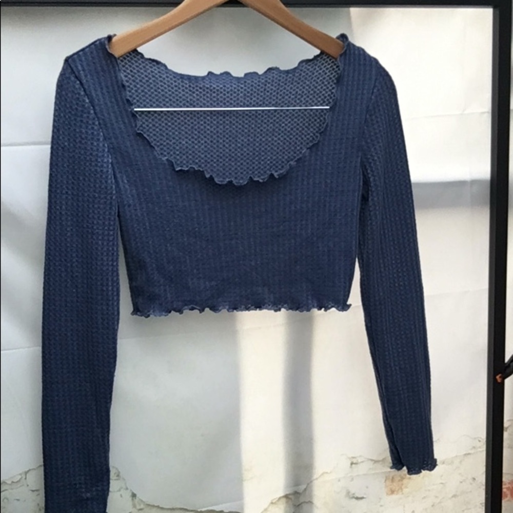 ⬇️ 2/$25 Listing - SHEIN Cropped Long Sleeve Waffle Knit Top